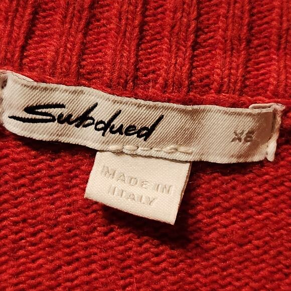 Women's XS Red Skiing Bear Cashmere & Wool Blend Sweater Holiday Xmas By Subdued - Picture 5 of 10
